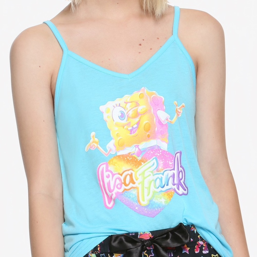 NWT Rare! Spongebob x Lisa Frank: Small & Medium Mint Blue Girls Tank Top